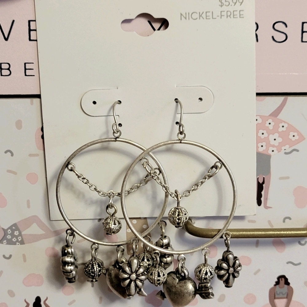 Beautiful dangling hoop charm earrings